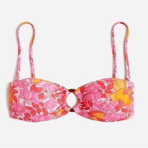 NWT J Crew Bikini Top Pink and Orange Floral Swimsuit J. Crew Pink Limone